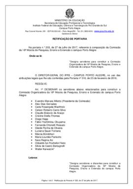 Portaria 203/2017 - RETIFICAÇÃO