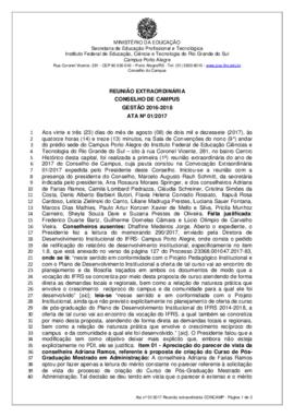 Ata 01/2017 - Reunião Extraordinária
