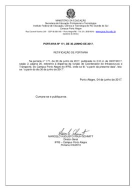 Portaria 171/ 2017 - RETIFICAÇÃO