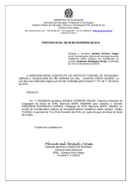 Portaria 041/2018