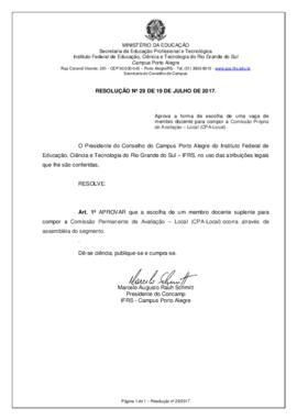 Resolução 29/2017