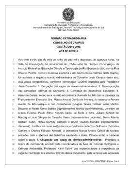 Ata 07/2016 - Reunião Extraordinária