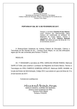 Portaria 039/2017