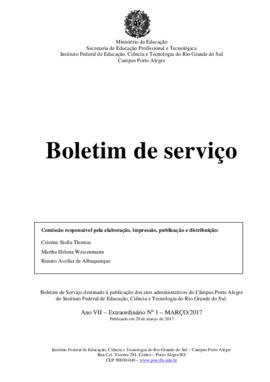 Boletim de serviço extraordinário 01/ 2017