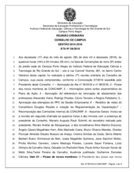 Ata 09/2016 - Reunião Ordinária