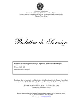 Boletim de serviço extraordinário 04/ 2016