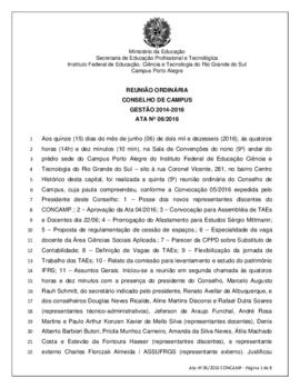 Ata 06/2016 - Reunião Ordinária