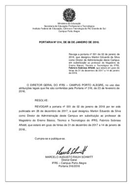 Portaria 014/2018