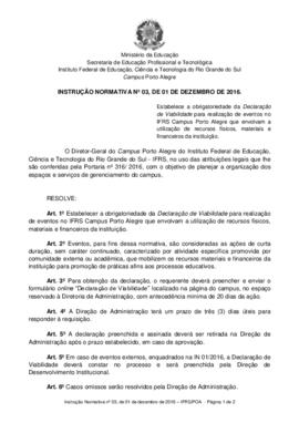 Instrução Normativa 03/ 2016