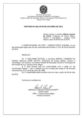 Portaria 389/ 2016