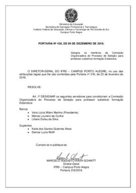 Portaria 430/2016