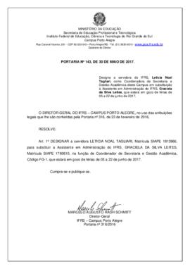 Portaria 143/2017